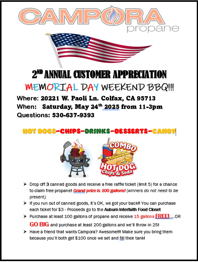 Campora Propane’s 2nd Annual Memorial Day Customer Appreciation BBQ